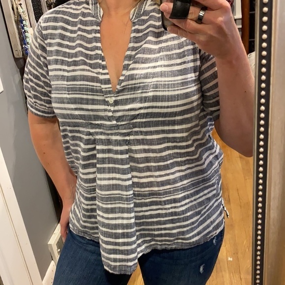 J Crew Striped Oversized Cotton Blouse - Picture 2 of 16